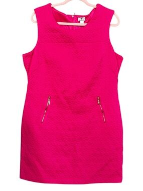 Worthington Sleeveless Textured Midi Dress in Hot Pink